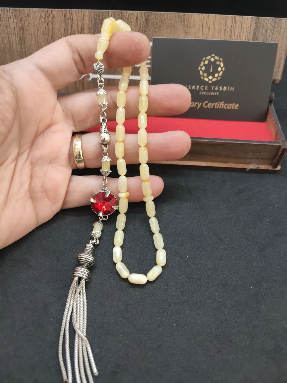 Ahşap Kutulu 475 Ayar Gümüş Püsküllü Kali̇ngrad Kaya Damla 8.65 Gr. küçük resim 4