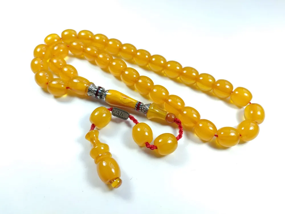 Ebu Zeyn Usta İşi̇ İmzalı Mühürlü Gümüş Nakkaş İmame Sıkma Kehri̇bar