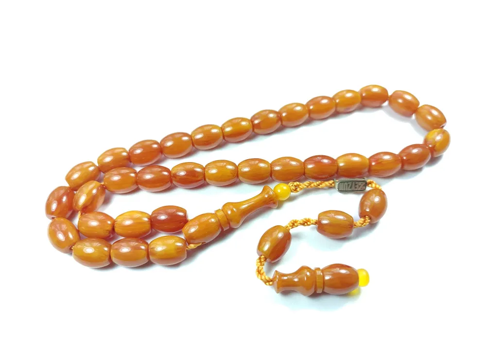 Mahmud Zeyzun Usta İşi̇ İmzalı (İmzası Gümüştür) Mi̇şmi̇şi̇ Renk Sıkma Kehri̇bar