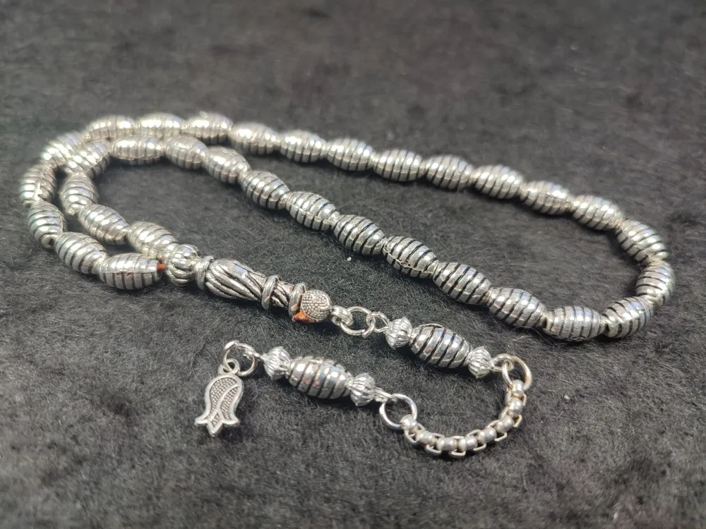 Usta İşçi̇li̇kli̇ El Boy Alman Gümüş Tesbi̇h küçük resim 2