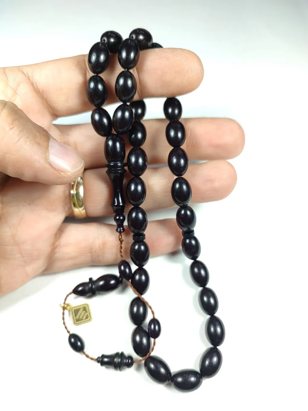 İskeçeli̇ Cemi̇l Usta İşi̇ İmzalı  İnci̇ Si̇yahı Sıkma Kehri̇bar küçük resim 5