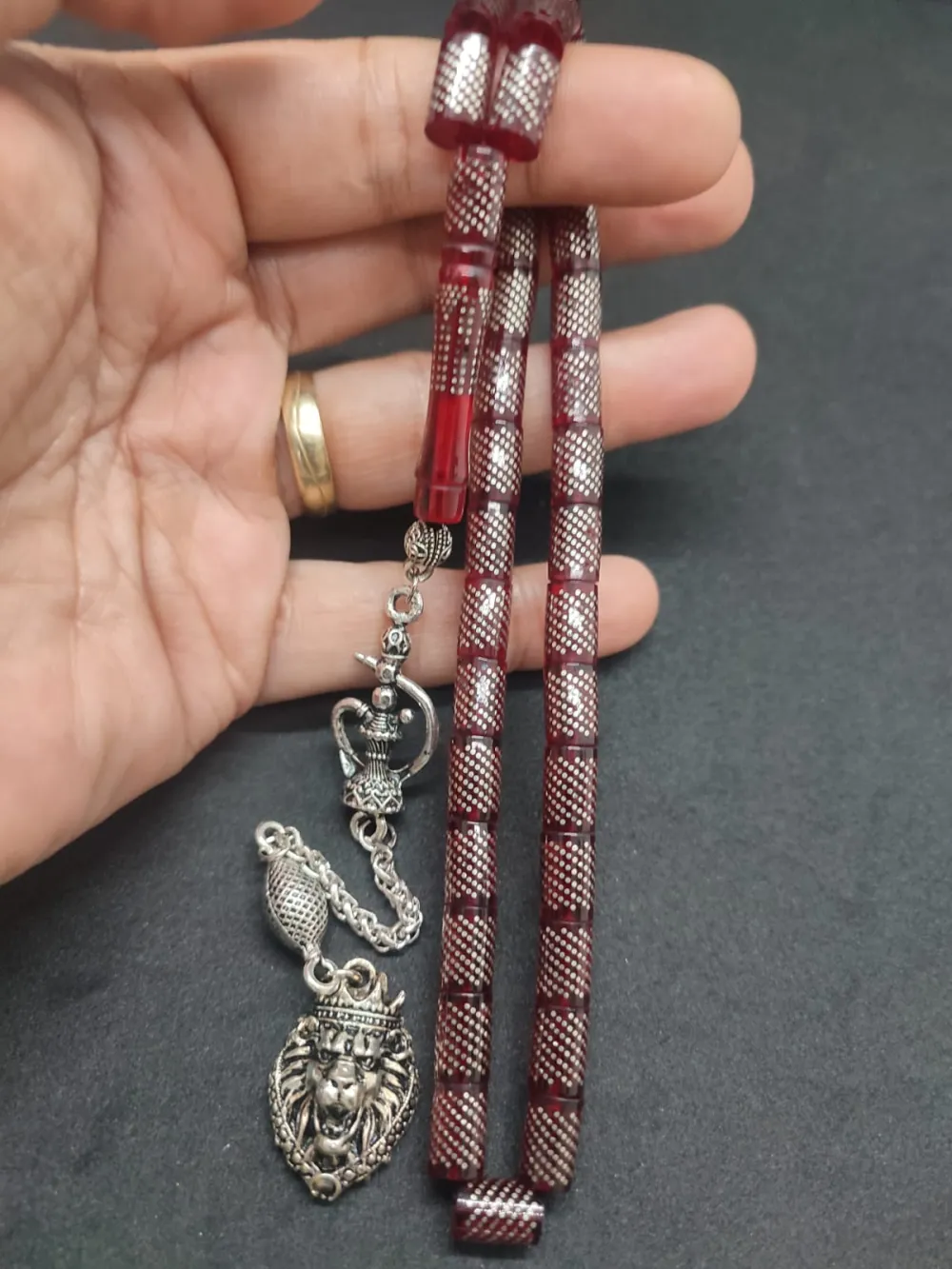 Hafi̇f Kusurlu Emrah Baran  925 Ayar Gümüş Çakımlı (10.000 Çakım) Ateş-İ Kehri̇bar küçük resim 3