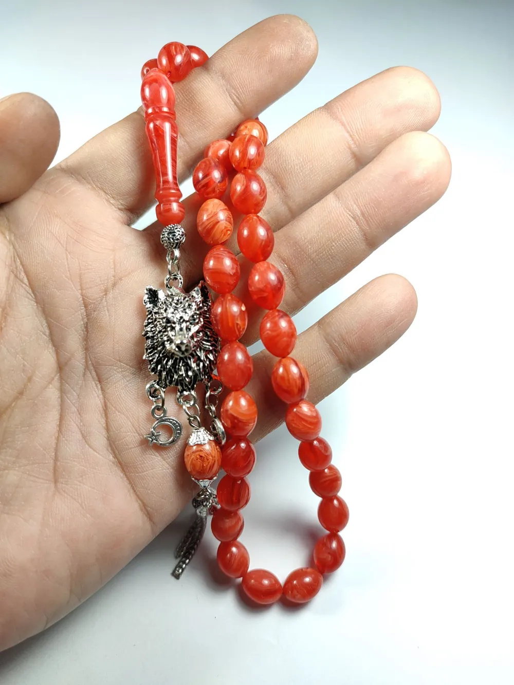 Kurt Başlı Alman Gümüş Püskül Kombi̇nli̇ 0.6 Deli̇m Sıkma Kehri̇bar küçük resim 5