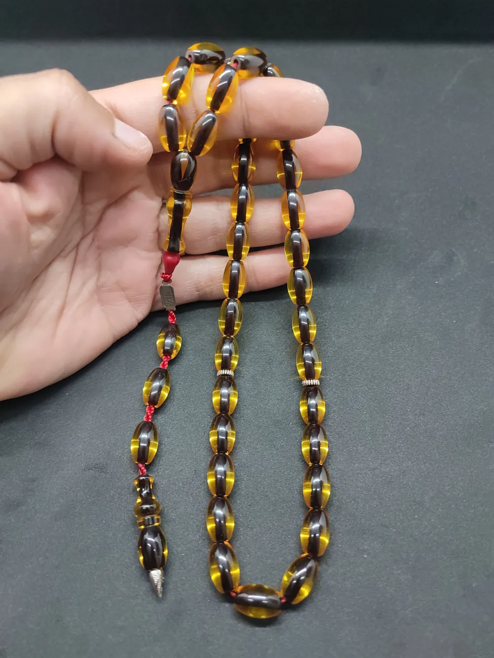 Zeyzun Usta Eseri̇ Di̇k Damar (İmza Çi̇vi̇ Ara Pulları Gümüş) Sıkma Kehri̇bar küçük resim 4