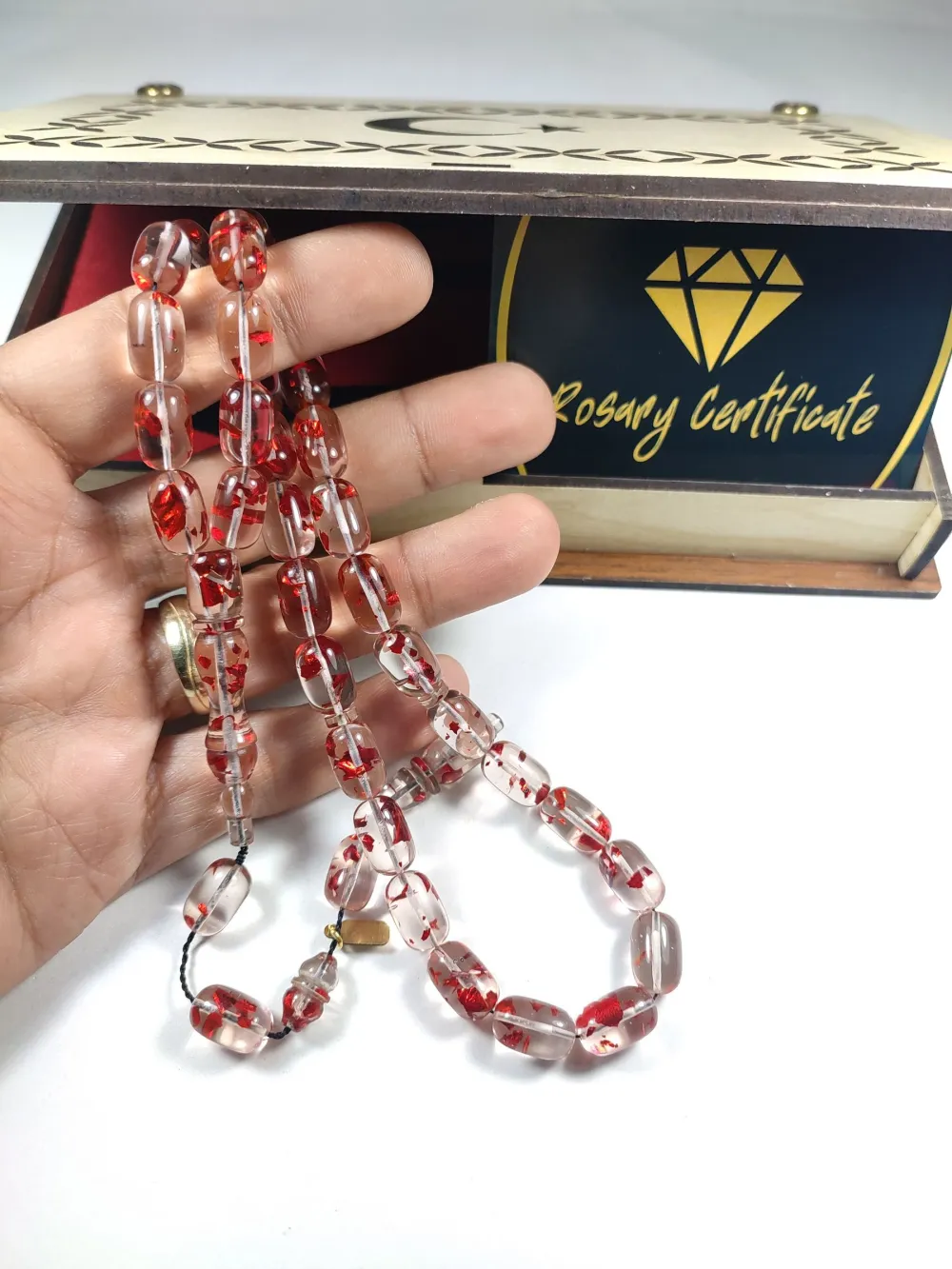 Furkan Gül Usta İşi̇ Gömme Kutulu Dıamond Shıne (Altın Varaklı) Ateş-İ Kehri̇bar küçük resim 5