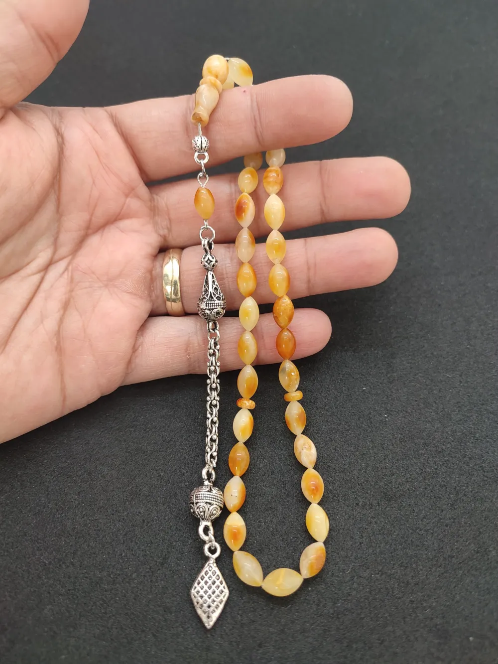 Kaçkar Usta Eseri̇ 9.44 Gr 475 Ayar Gümüş Püsküllü 7,49 Gr Mat Kaya Damla küçük resim 4