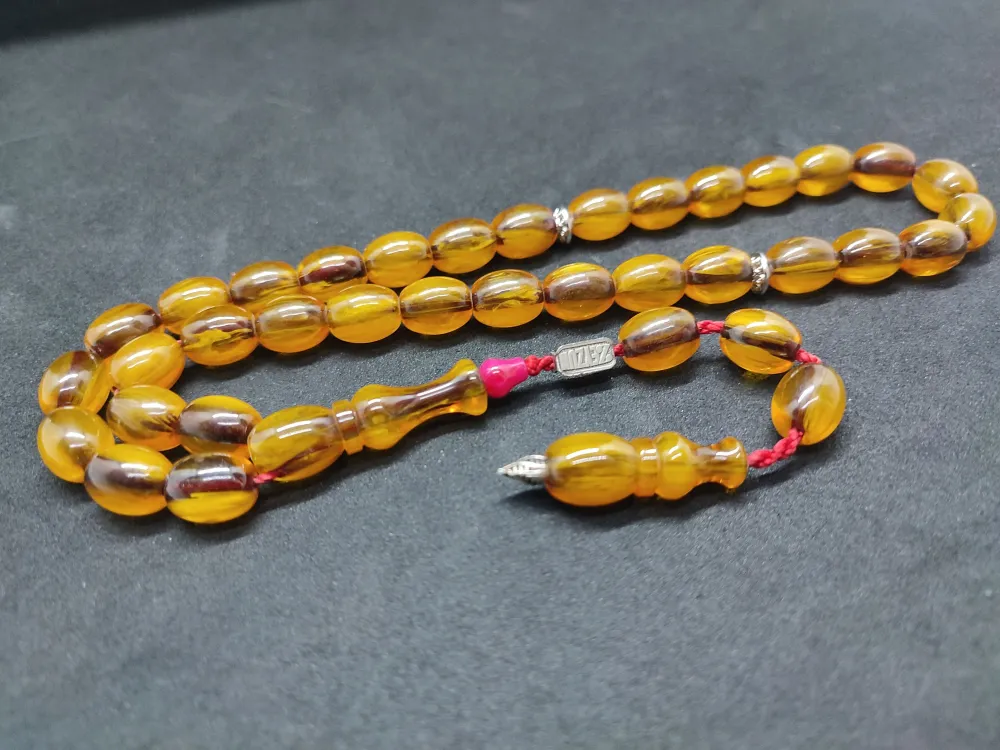 Zeyzun Usta Eseri̇ Di̇k Damar (İmza Çi̇vi̇ Ara Pulları Gümüş) Sıkma Kehri̇bar küçük resim 2