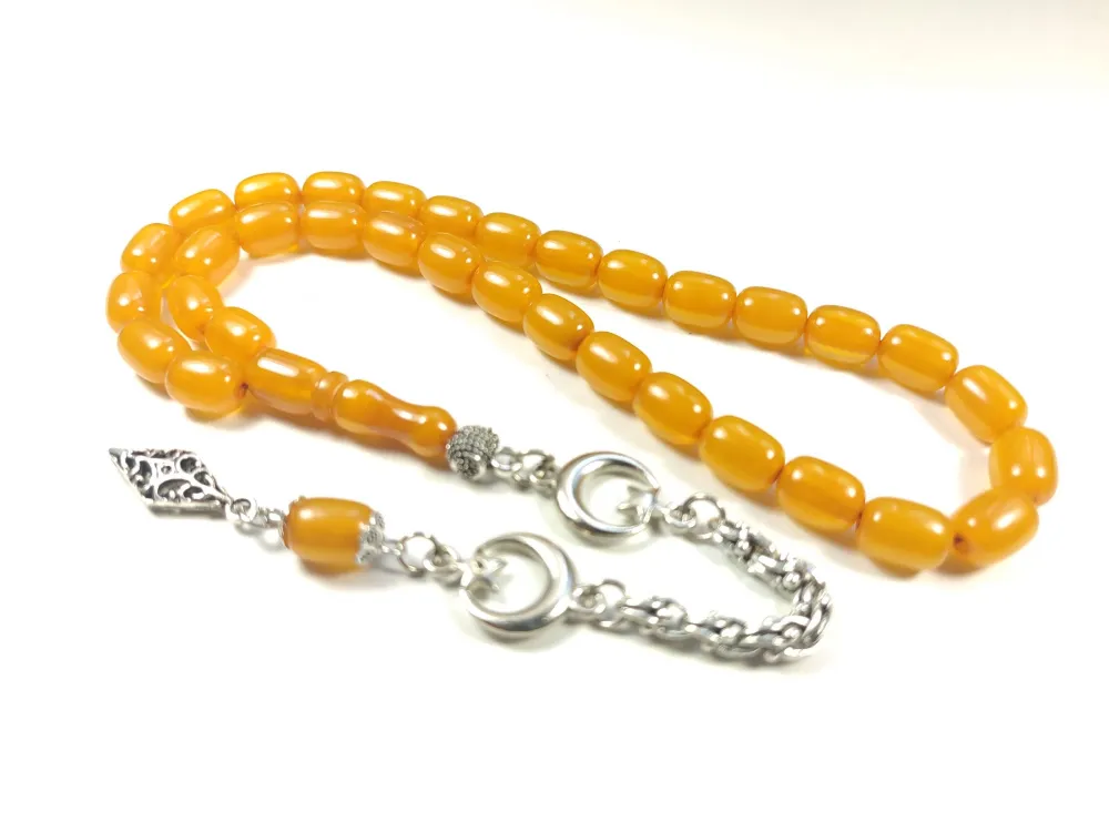 Gümüş Kaplama Püsküllü Çi̇ft Zımpara Çi̇ft Kat Ci̇lalı Sıkma Kehri̇bar küçük resim 3