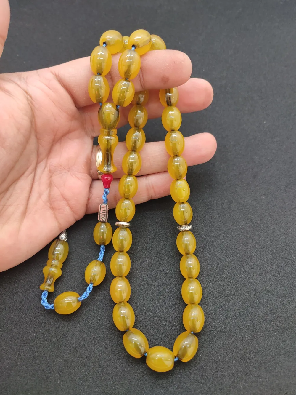 Zeyzun Usta Eseri̇ Di̇k Damar (İmza Çi̇vi̇ Ara Pulları Gümüş) Sıkma Kehri̇bar küçük resim 5