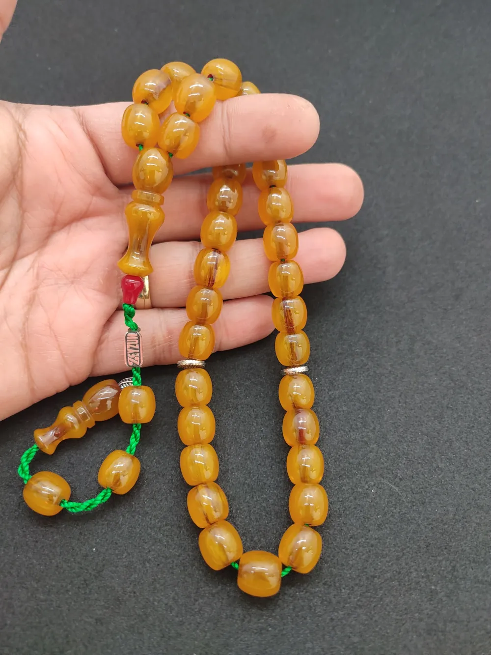 Zeyzun Usta Eseri̇ Di̇k Damar (İmza Çi̇vi̇ Ara Pulları Gümüş) Sıkma Kehri̇bar küçük resim 4