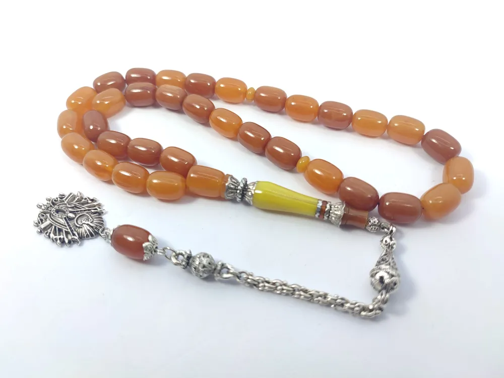 Şevket Alkan Usta İşi̇ 925 Ayar Gümüş Nakkaş İmame  Sıkma Kehri̇bar küçük resim 3