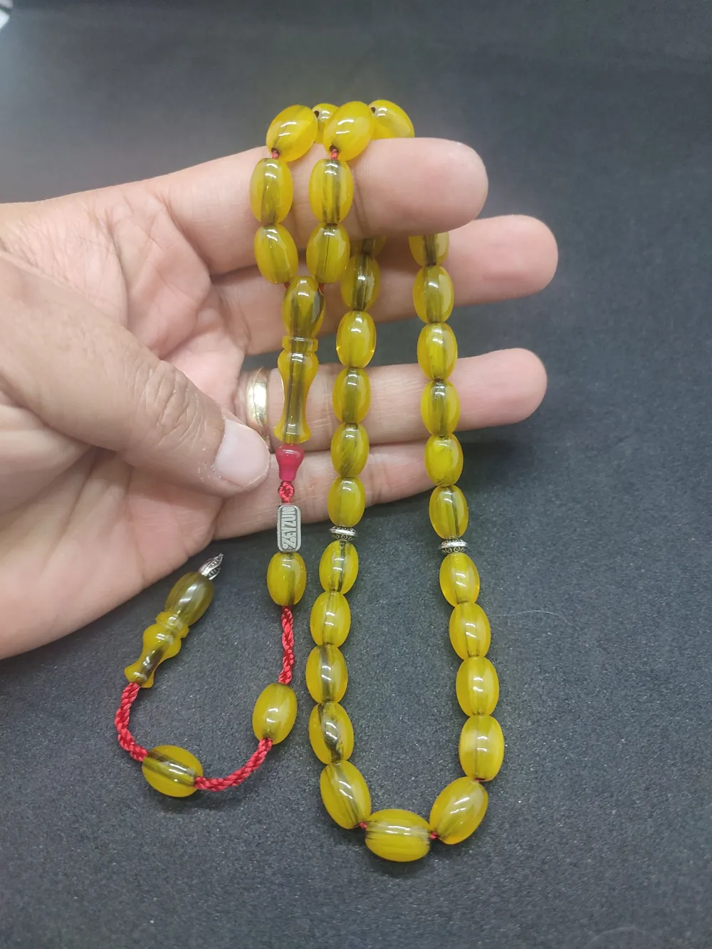 Zeyzun Usta Eseri̇ Di̇k Damar (İmza Çi̇vi̇ Ara Pulları Gümüş) Sıkma Kehri̇bar küçük resim 5