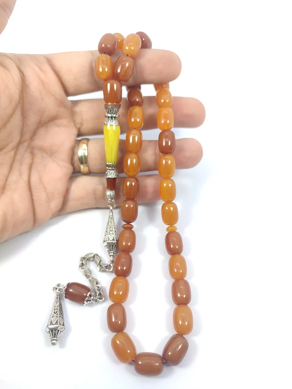 Şevket Alkan Usta İşi̇ 925 Ayar Gümüş Nakkaş İmame  Sıkma Kehri̇bar küçük resim 4