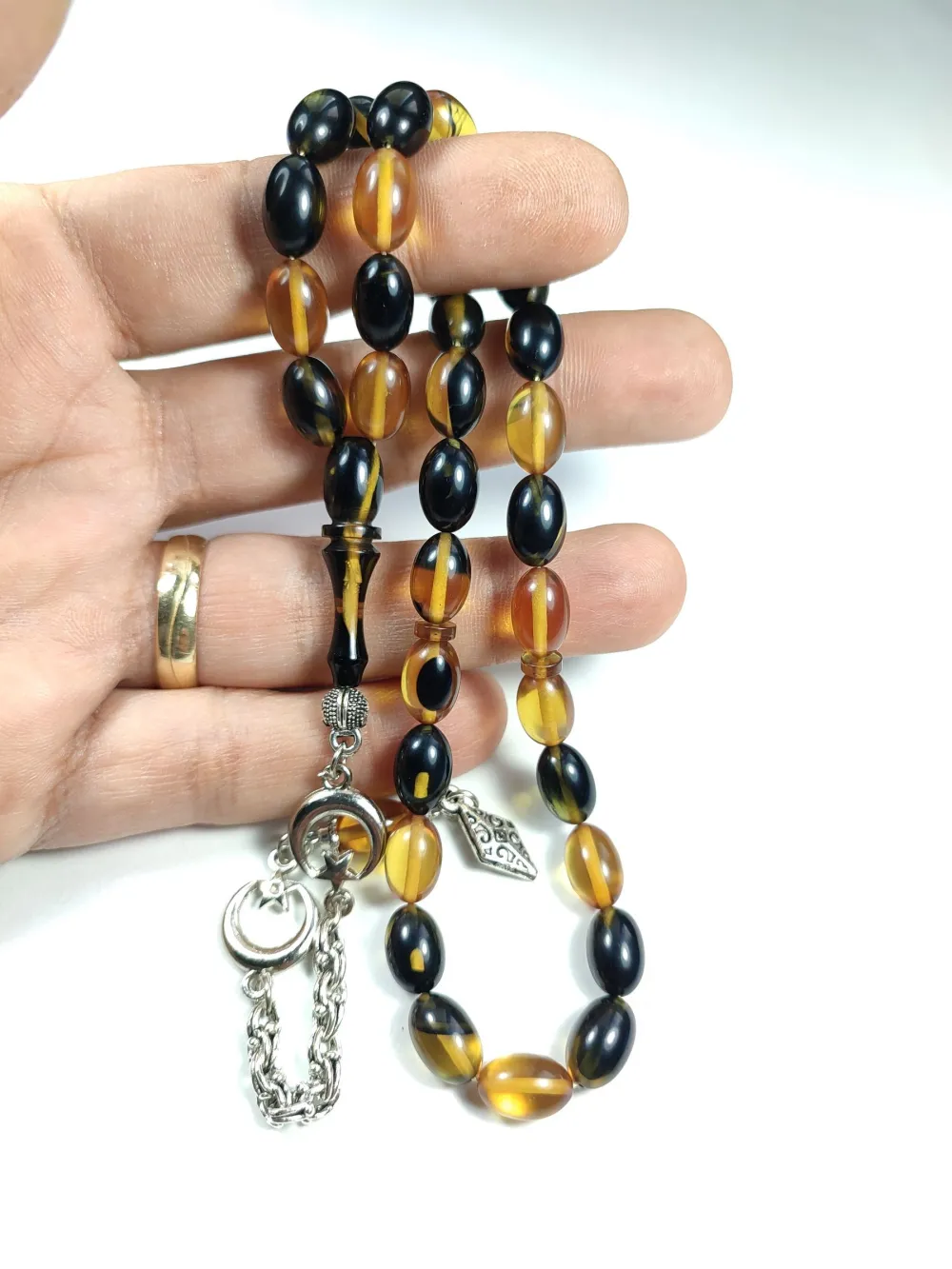 Alman Gümüş Püskül Kombi̇nli̇ Sıkma Kehri̇bar küçük resim 3