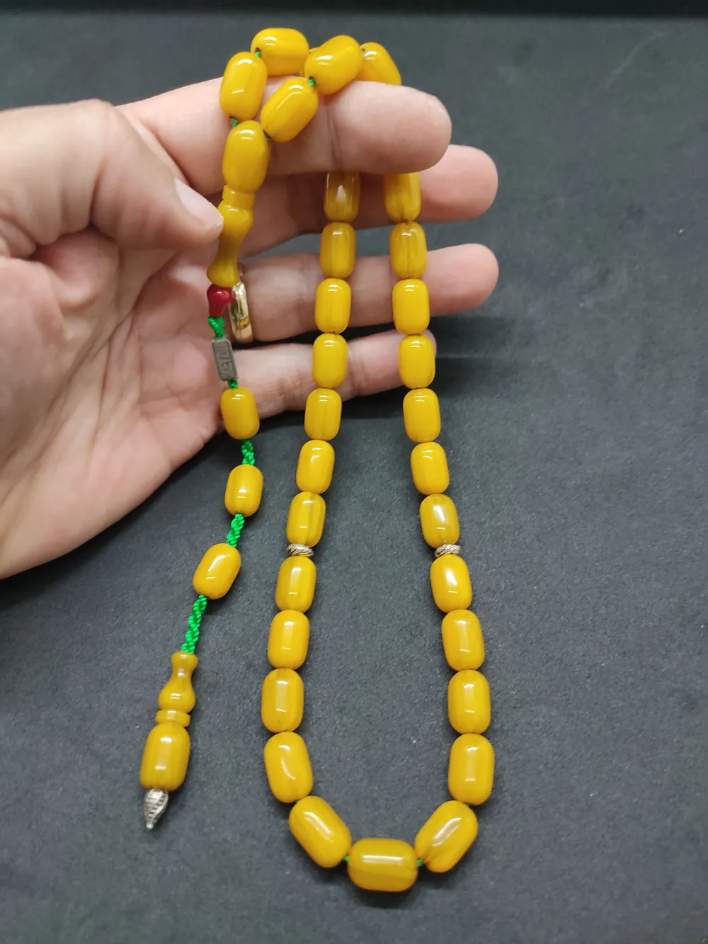 Zeyzun Usta Eseri̇ Di̇k Damar (İmza Çi̇vi̇ Ara Pulları Gümüş) Sıkma Kehri̇bar küçük resim 4