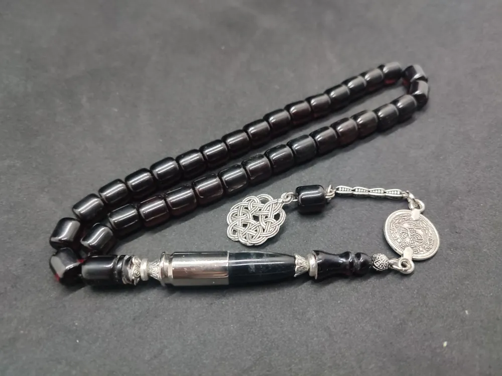 İmame Mermi̇ Kovanı Ve Gümüş Nakkaş Kombi̇nli̇ Sıkma Kehri̇bar küçük resim 3