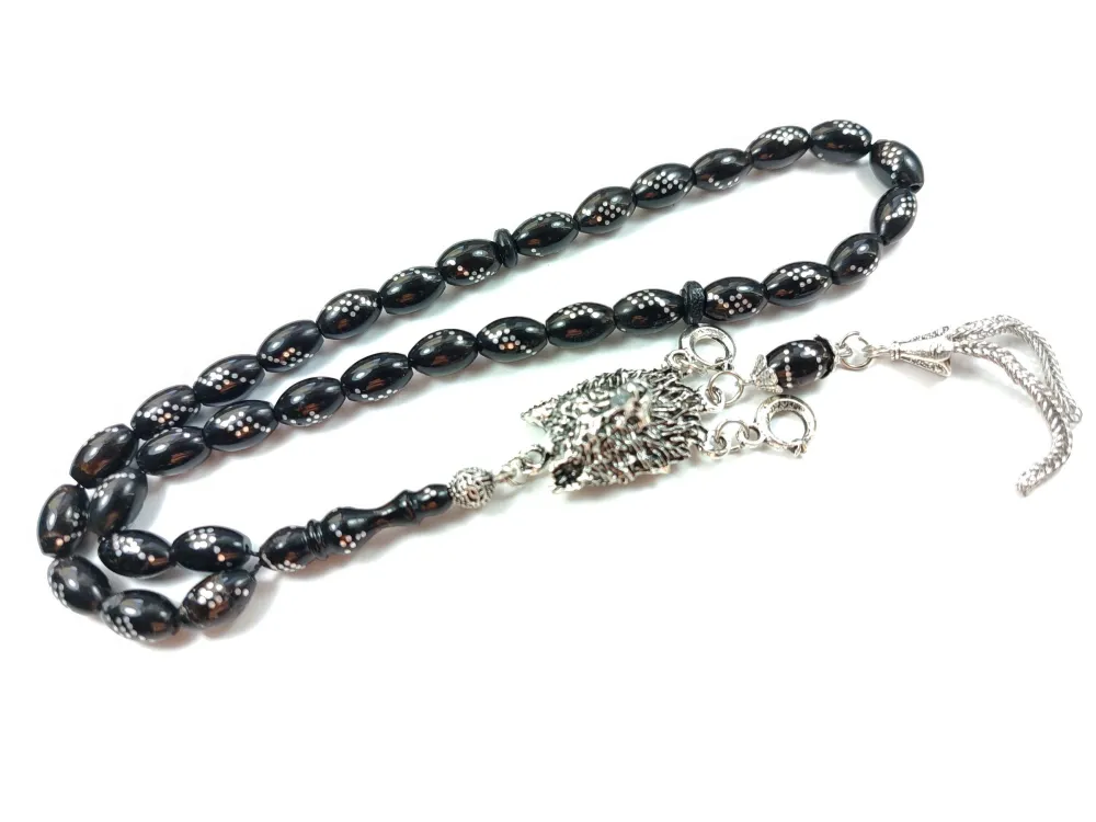 Kurt Başlı Alman Gümüş Püküllü 925 Ayar Gümüş Çakımlı Yusur (Deni̇z Mercanı)