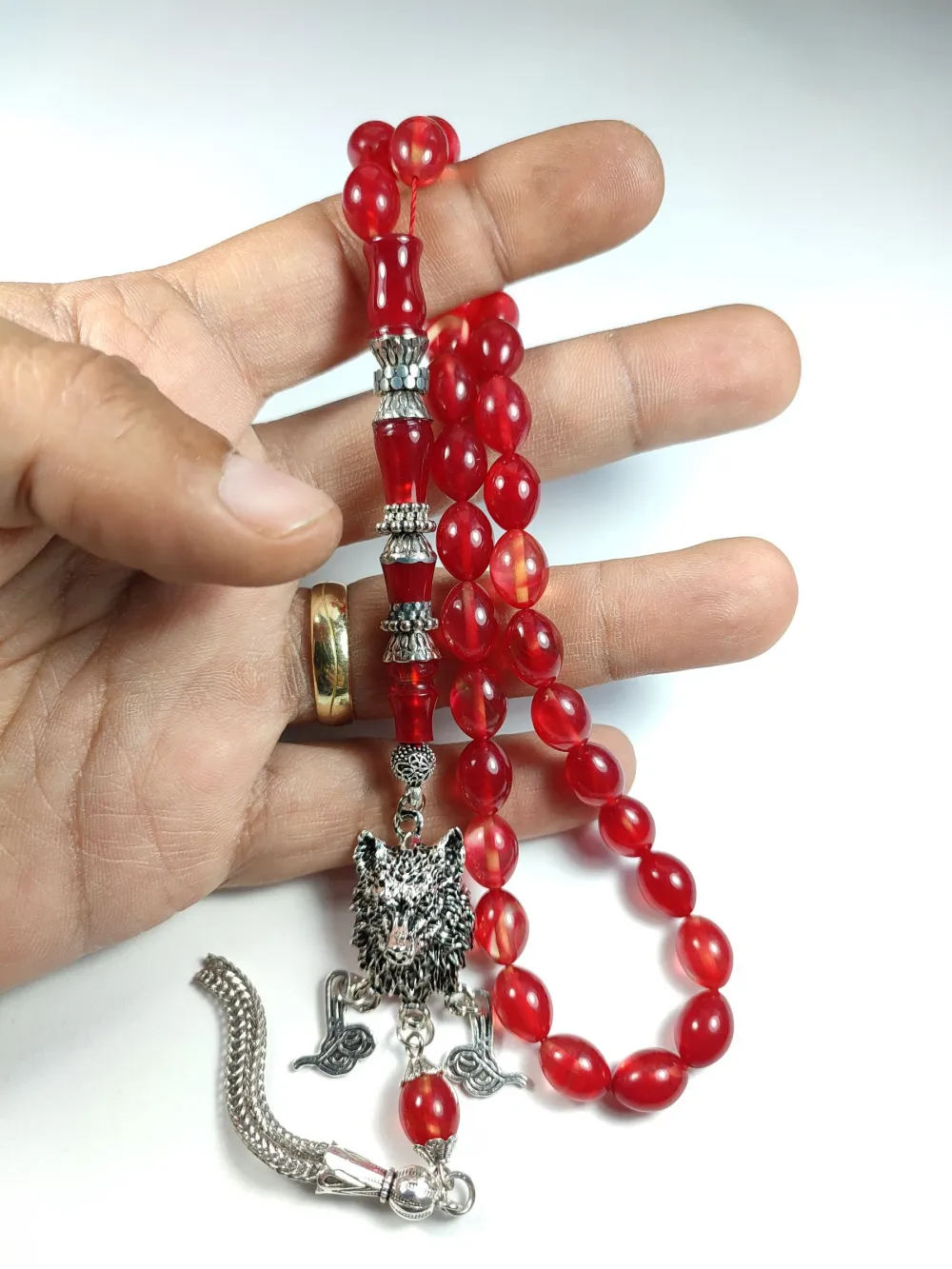 Kurt Başlı Alman Gümüş Püskül Kombi̇nli̇ Gümüş Nakkaş İmame Alman Zar küçük resim 5