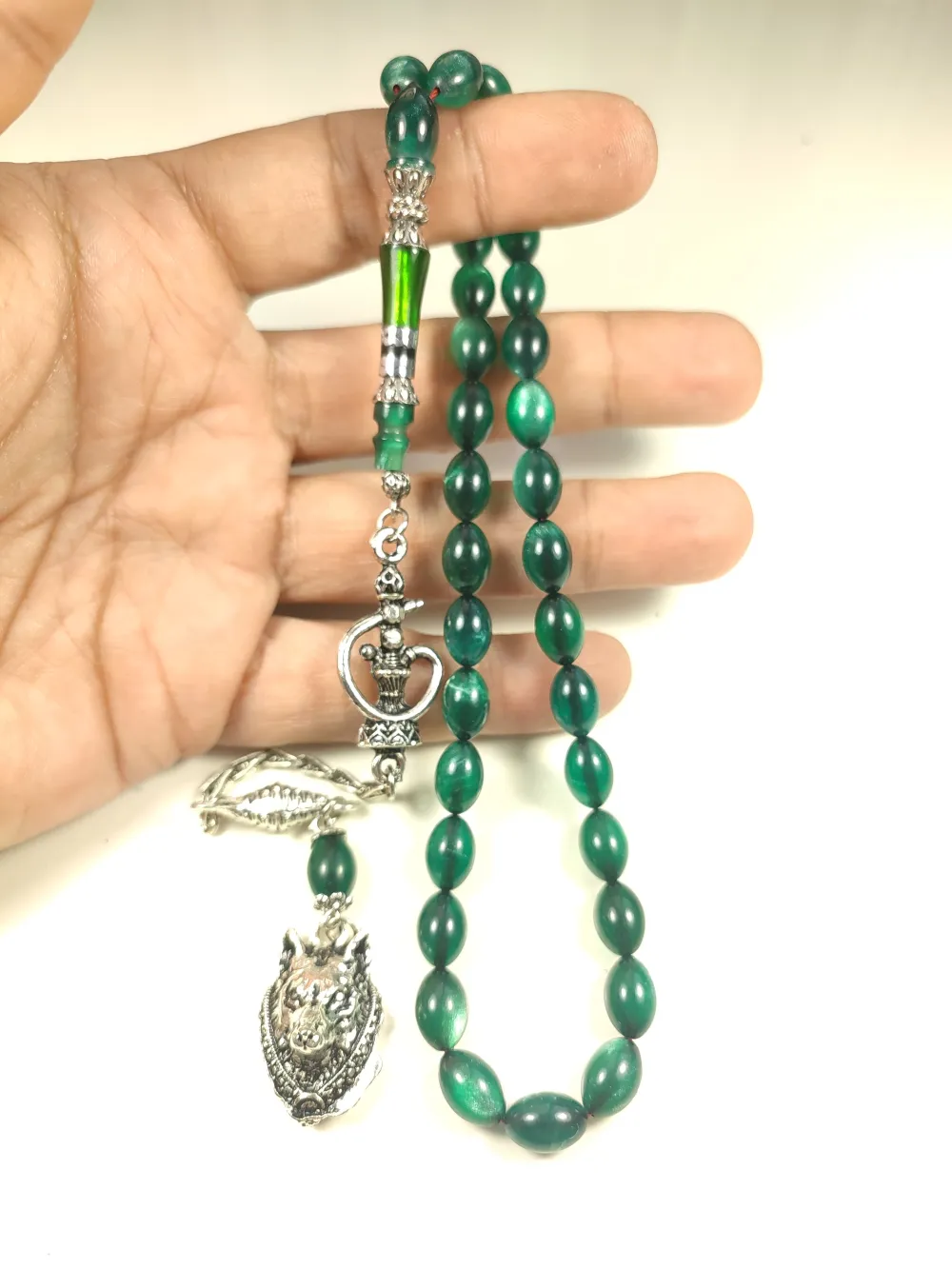 925 Ayar Gümüş Nakkaş İp Yolu Eski̇tme Multi̇ Color Sıkma Kehri̇bar küçük resim 5