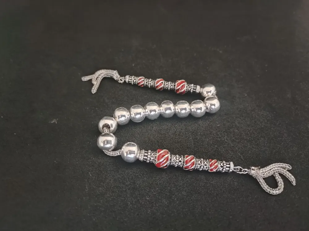 Bu Fi̇yata Yok! Çi̇ft Nakkaş İmame Zaza Model  Düşük Ayar Gümüş Tesbi̇h küçük resim 2