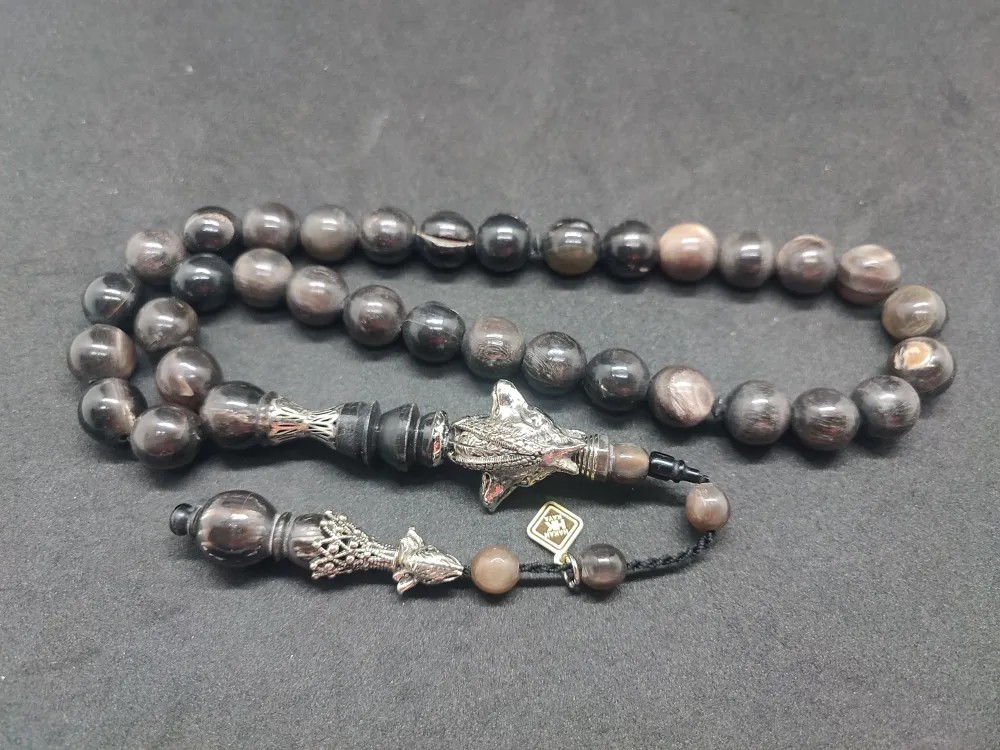 Hakan Kaya Usta  El İşçi̇li̇kli̇ Ağır Gümüş Nakkaşlı İri̇ Boy Naturel Bufalo Boynuzu küçük resim 3