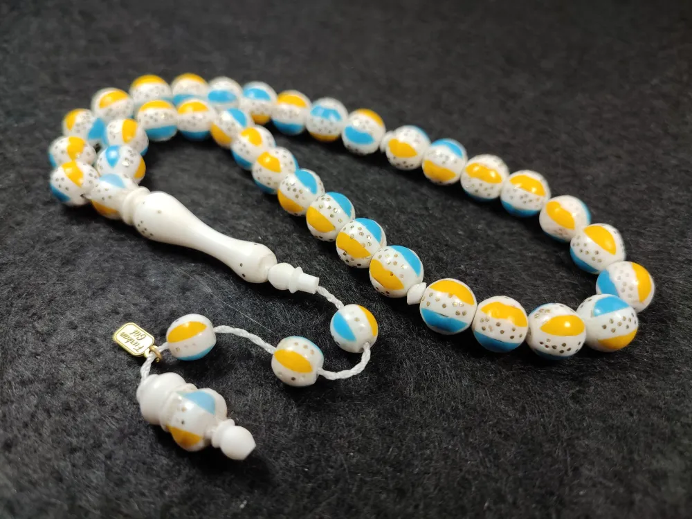 İskeçeli̇ Cemi̇l Usta İşi̇ İmzalı Fi̇ruze İşlemeli̇ Sarmal Deve Kemi̇ği̇