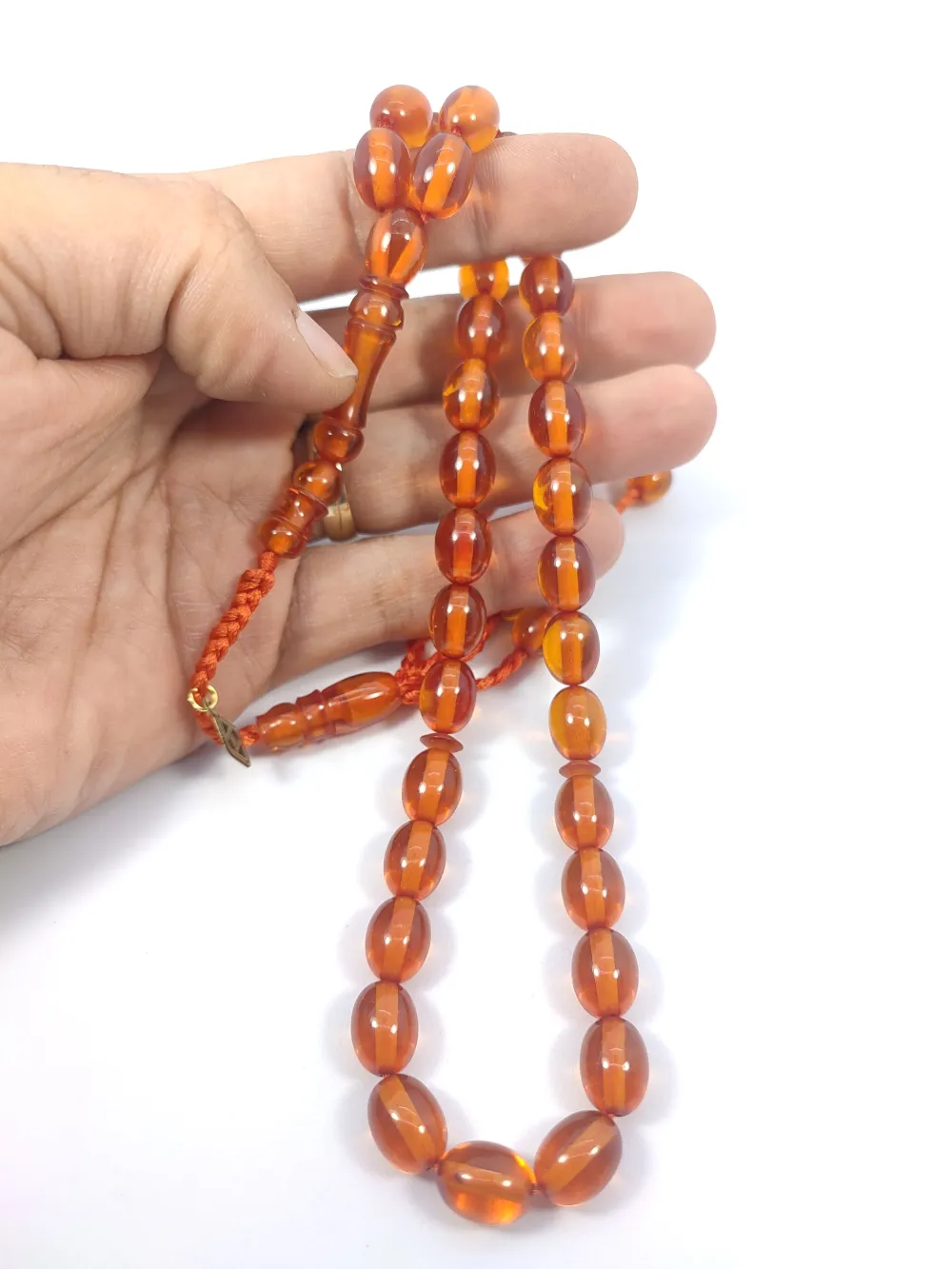 Junai̇d Hasan Usta İmzalı 12 Kat İpe Di̇zi̇lmi̇ş Eski̇ Usul Ateş-İ Kehri̇bar küçük resim 4