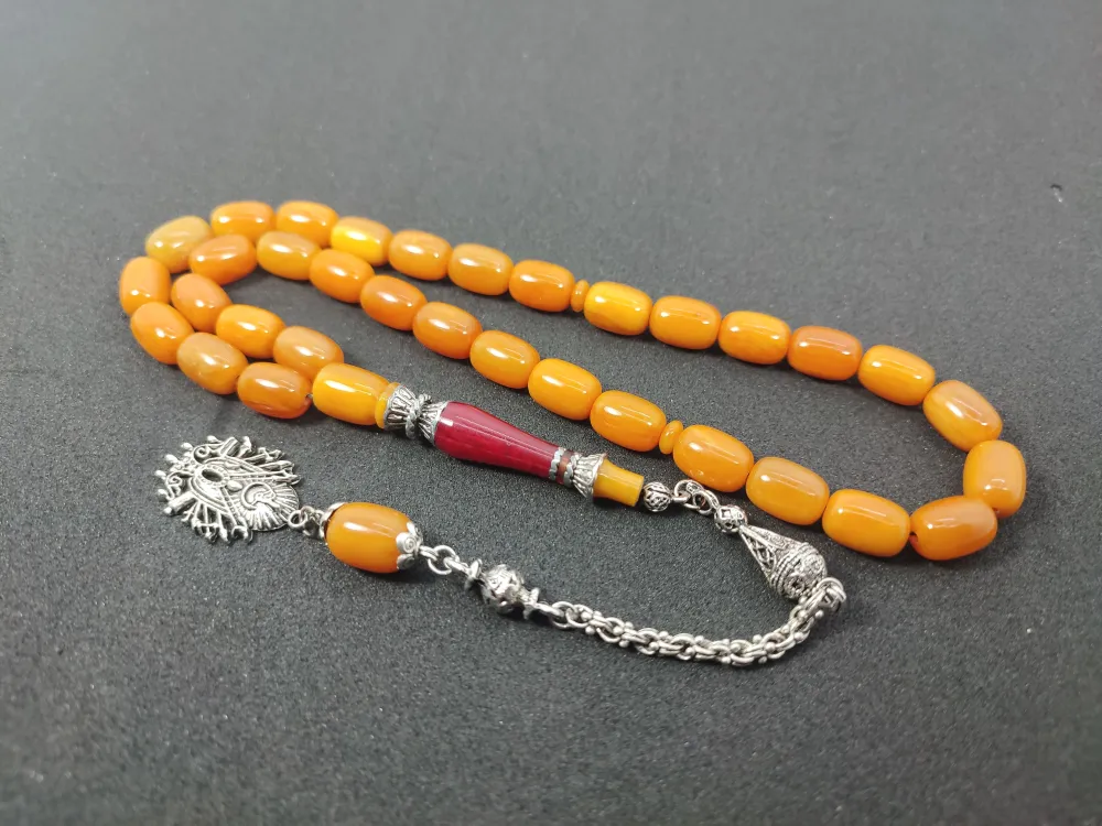 Şevket Alkan Usta İşi̇ 925 Ayar Gümüş Nakkaş İmame  Sıkma Kehri̇bar