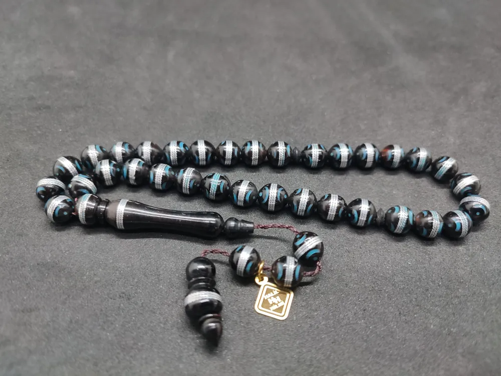 Hali̇l Hi̇lmi̇ Usta Eseri̇ Malahi̇t İşlemeli̇ Düşük Ayar Gümüş Sarmal Kuka küçük resim 3