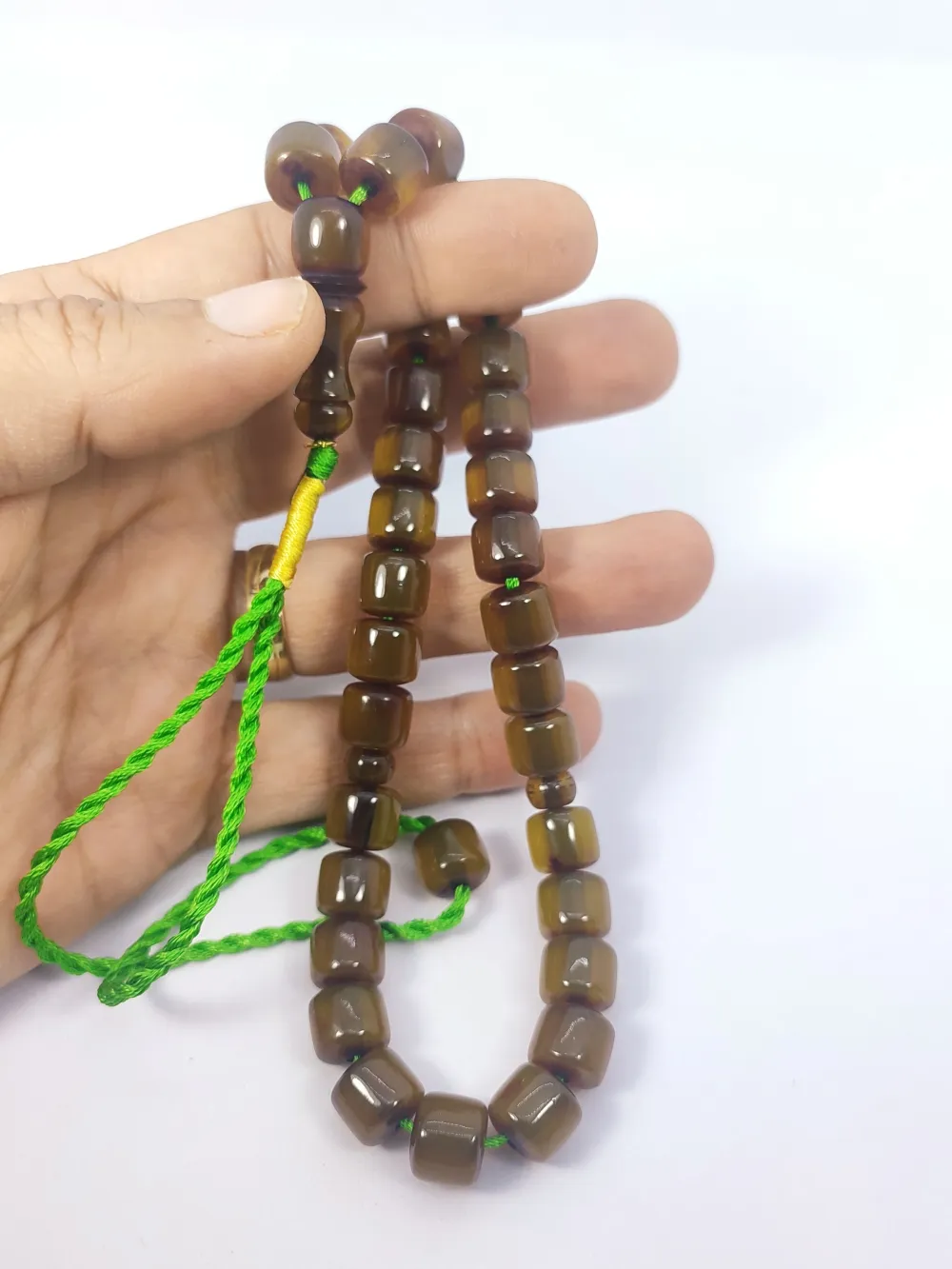 Junai̇d Hasan Usta Eseri̇ 12 Kat İpe Di̇zi̇lmi̇ş Anti̇k Model Sıkma Kehri̇bar küçük resim 5