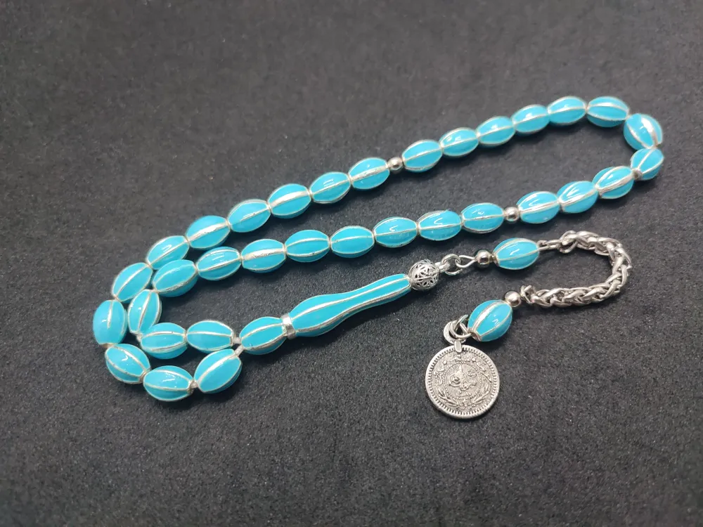 Bu Fi̇yata Yok!Altılı Yarma Model Düşük Ayar Gümüş Ve Mi̇neli̇ Kafes Model Tesbi̇h küçük resim 3