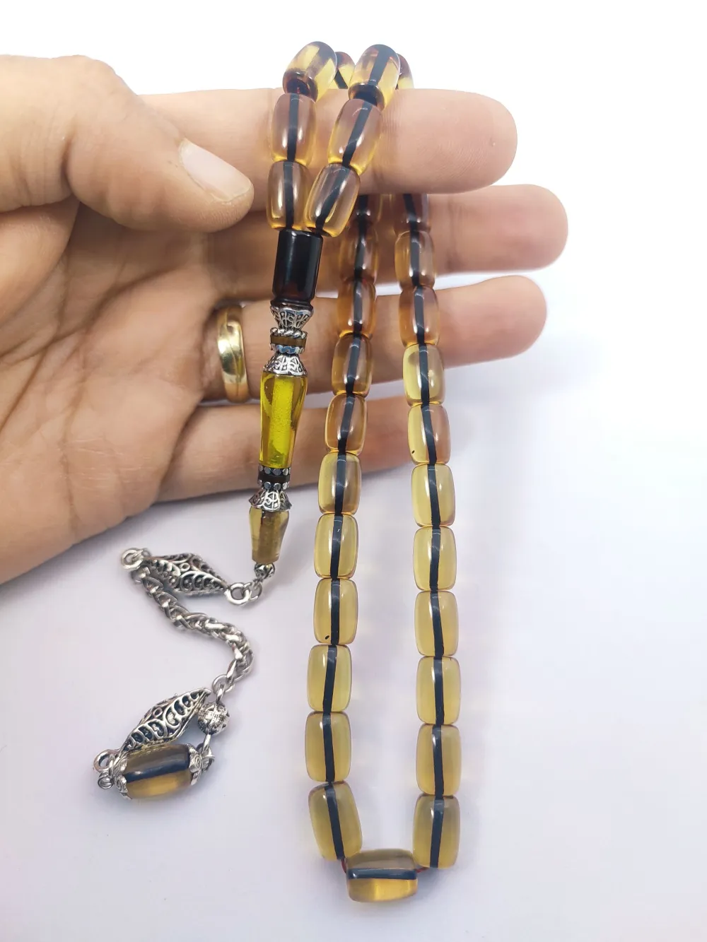 925 Ayar Gümüş Nakkaş Çi̇ft Kat Torna Çi̇ft Ci̇lalı Necef küçük resim 5