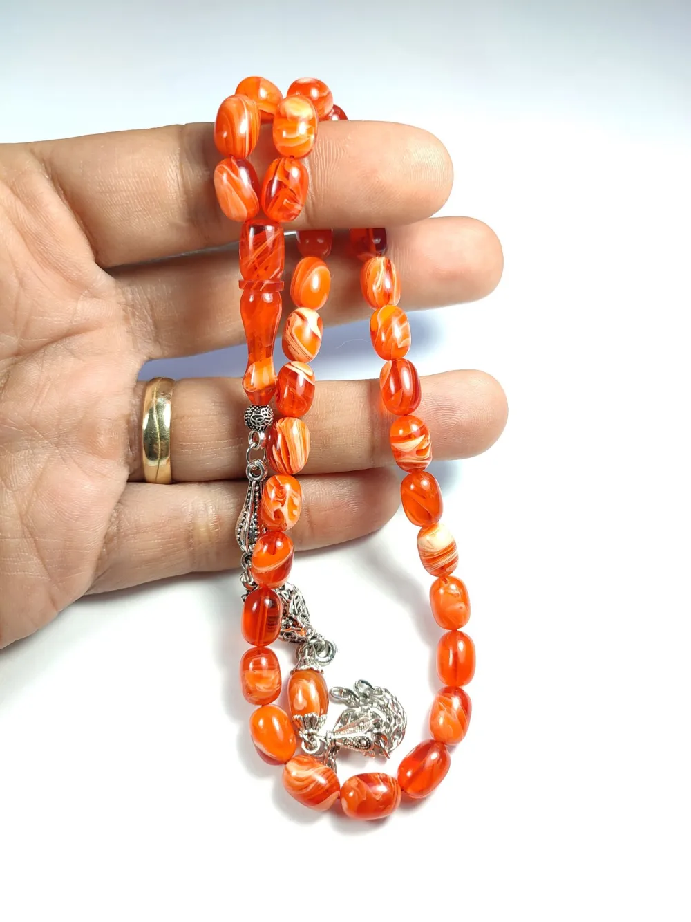 Mi̇neli̇ Alman Gümüş Püskül Kombi̇nli̇  Sıkma Kehri̇bar küçük resim 5