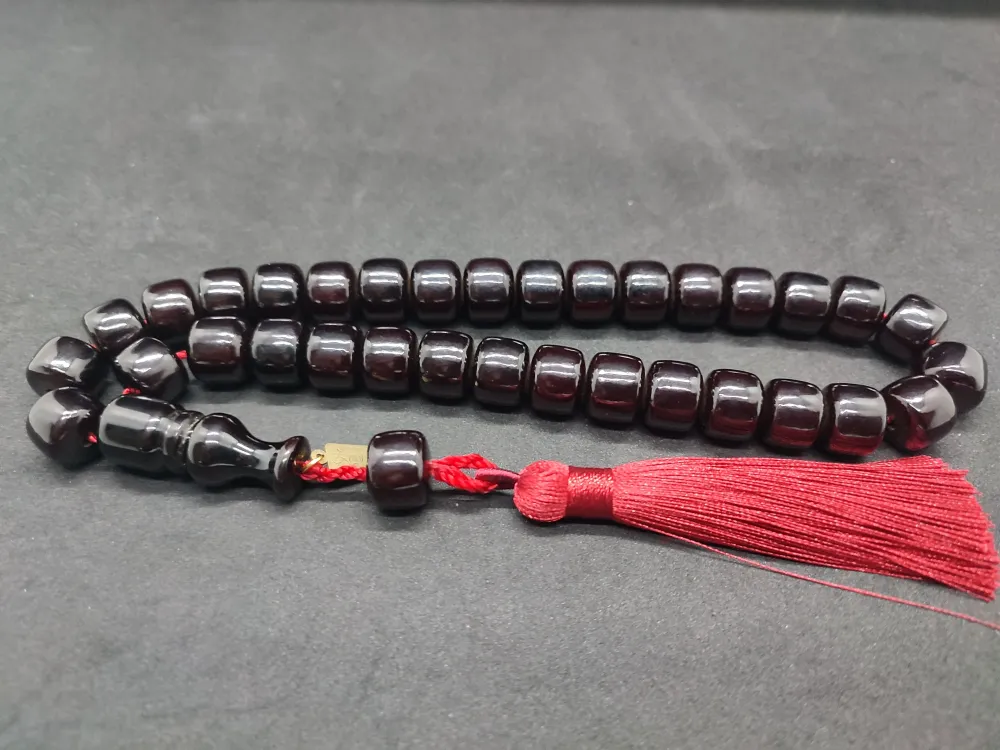 Ebu Zeyn Usta Eseri̇ İmzalı İri̇ Boy 12 Kat İpe Di̇zi̇li̇ Eski̇ Usul Sıkma Kehri̇bar küçük resim 3