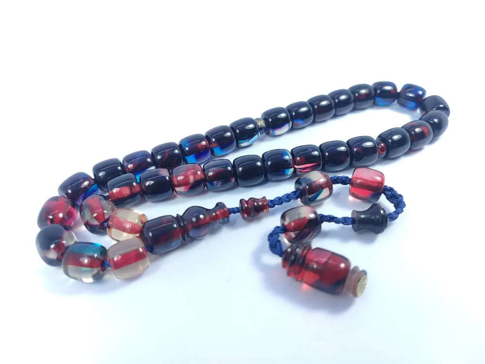 İsa Balkaya Usta Eseri̇  Eski̇ Usul Kat Kat İpe Di̇zi̇li̇ Eski̇ Objeden Ateş Kehri̇bar küçük resim 3