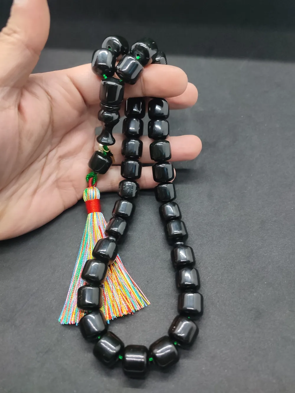 Ebu Zeyn Usta Eseri̇ İmzalı İri̇ Boy 12 Kat İpe Di̇zi̇li̇ Eski̇ Usul Sıkma Kehri̇bar küçük resim 5