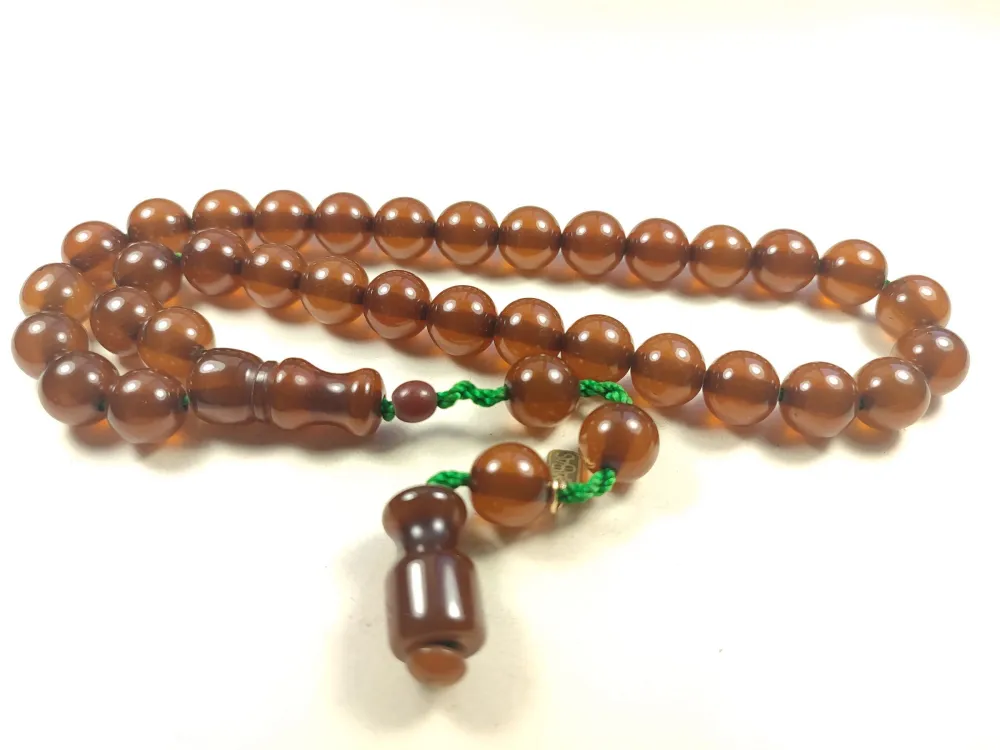 Muhammed Dabbas Usta İşi̇ İmzalı Anti̇k Model Sıkma Kehri̇bar küçük resim 2