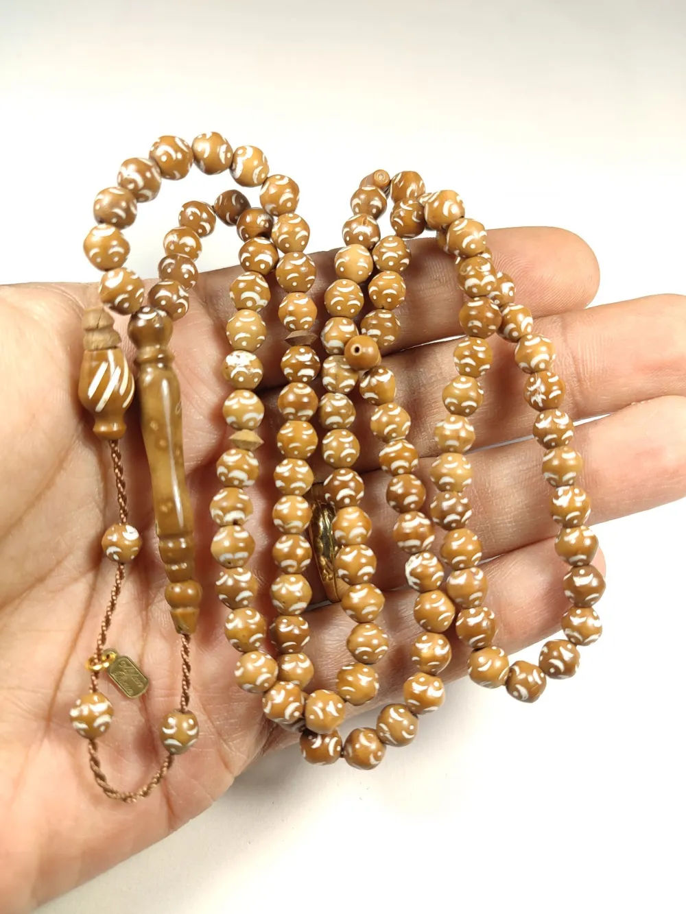 Hali̇l Hi̇lmi̇ Usta İşi̇ İmzalı Kalem Oyma Kuka Namaz Tesbi̇hi̇ küçük resim 4