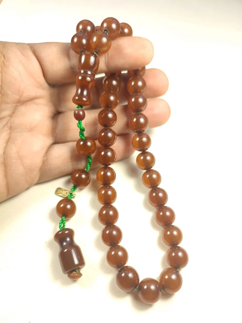 Muhammed Dabbas Usta İşi̇ İmzalı Anti̇k Model Sıkma Kehri̇bar küçük resim 4