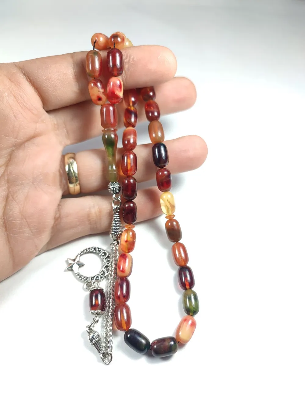 Gümüş Kaplama Püsküllü Çi̇ft Zımpara Çi̇ft Kat Ci̇lalı Katali̇n küçük resim 4