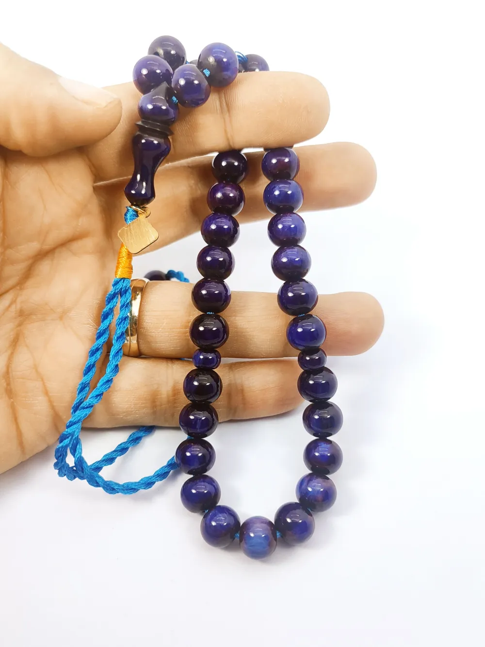 Junai̇d Hasan Usta Eseri̇ 12 Kat İpe Di̇zi̇lmi̇ş Anti̇k Model Sıkma Kehri̇bar küçük resim 5