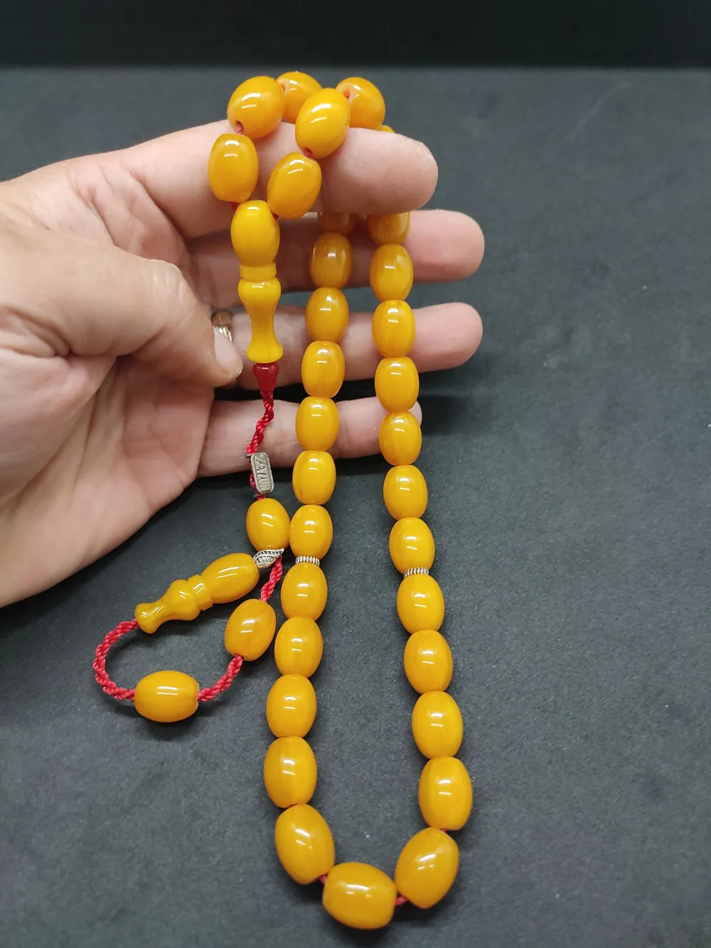 Zeyzun Usta Eseri̇ Di̇k Damar (İmza Çi̇vi̇ Ara Pulları Gümüş) Sıkma Kehri̇bar küçük resim 5