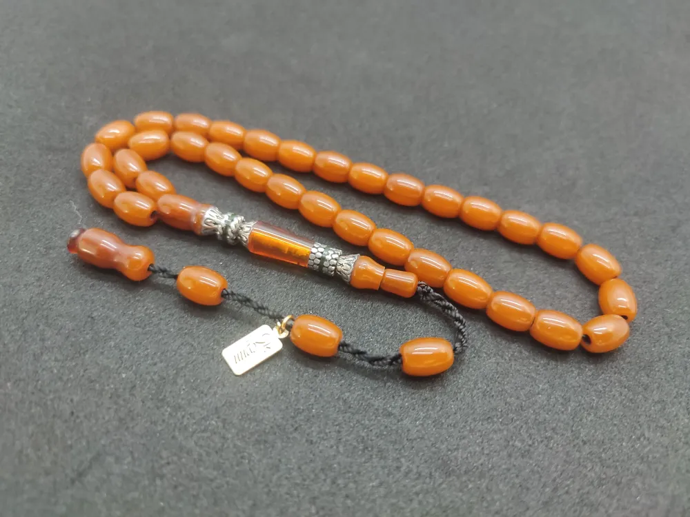 Zeyn Usta Eseri̇ Gümüş Nakkaş El Boy Sıkma Kehri̇bar küçük resim 3