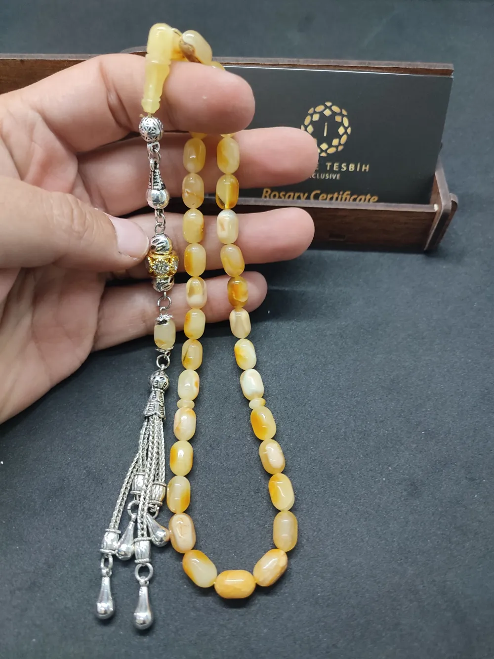 Ahşap Kutulu  6.75 Gr. Gümüş Püsküllü Toprak Fosi̇lli̇ 13.20 Gr. Rus Kaya Damla küçük resim 5