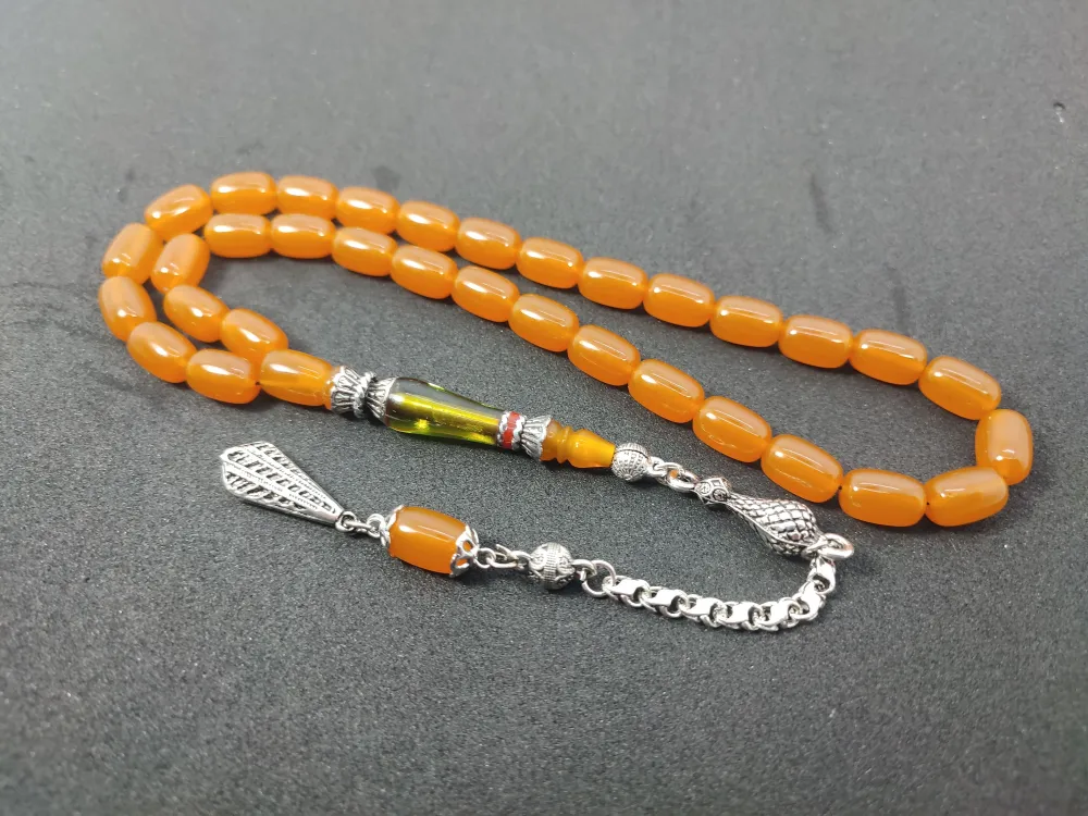 Şevket Alkan Usta İşi̇ 925 Ayar Gümüş Nakkaş İmame  Sıkma Kehri̇bar küçük resim 3