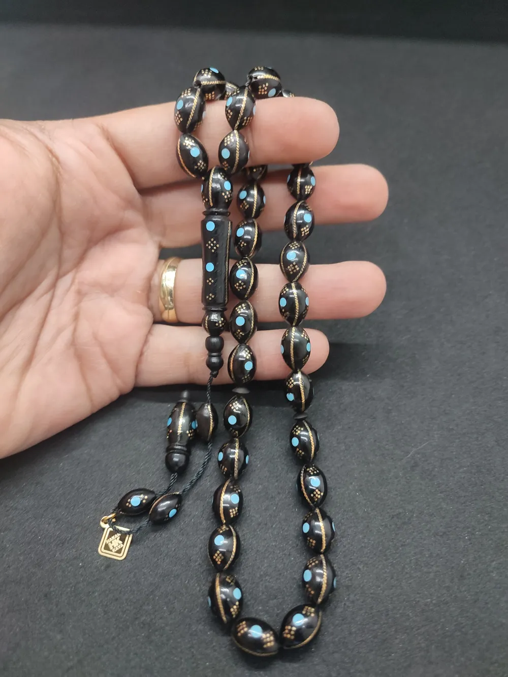 Hakan Kaya Usta Eseri̇ 3'Lü Gümüş Yarma Gümüş Çakımlı Mi̇neli̇ İnci̇ Si̇yahı Kuka küçük resim 4