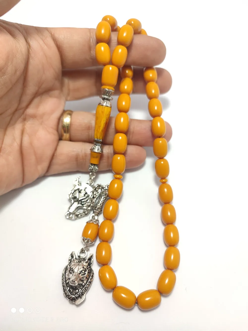 925 Ayar Gümüş Nakkaş İmame  Sıkma Kehri̇bar küçük resim 5