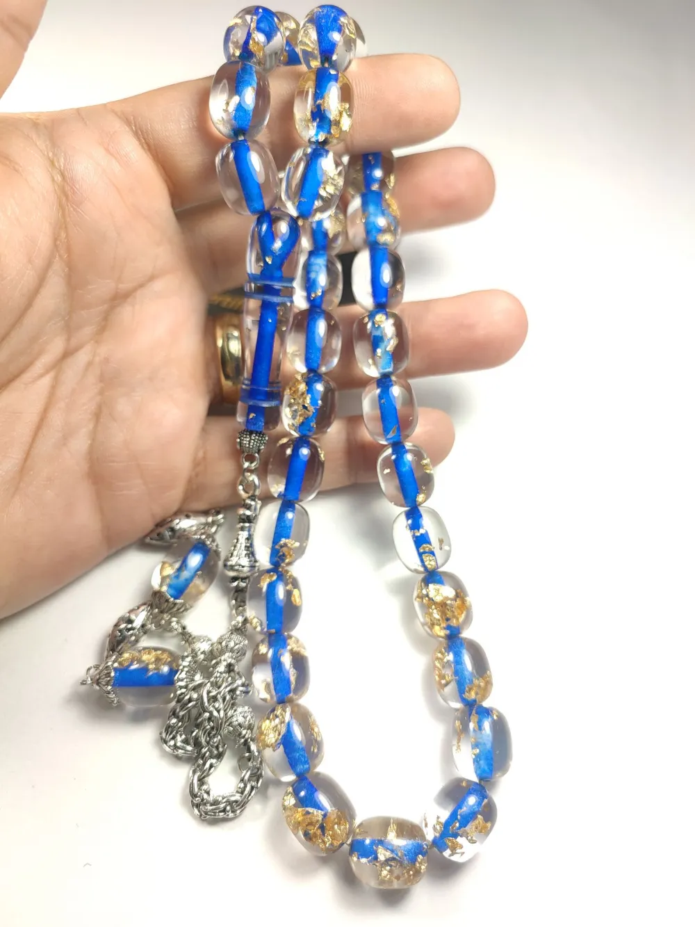 Gümüş Kaplama Püskül Kombi̇nli̇ Yeni̇lebi̇li̇r Altın Parçacıklı Ateş Kehri̇bar küçük resim 5