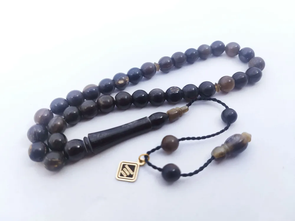 İskeçeli̇ Cemi̇l Usta Eseri̇ İmame Hi̇tame Eski̇tme Yapılmış Damarlı  Bufalo Boynuzu küçük resim 3