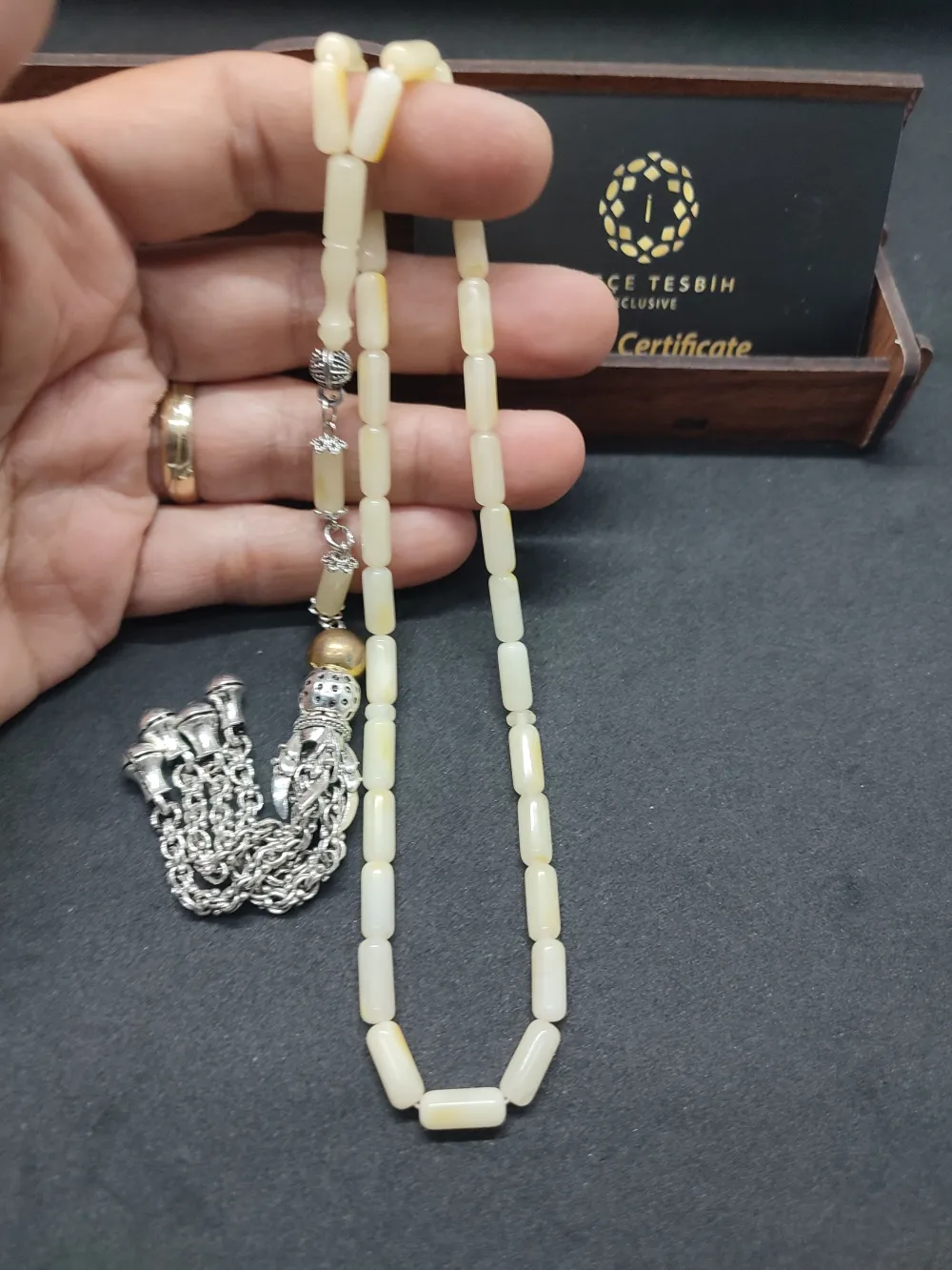 Ahşap Kutulu  Gümüş Püsküllü 9.20 Gr. Rus Kali̇ngrad Kaya Damla küçük resim 4